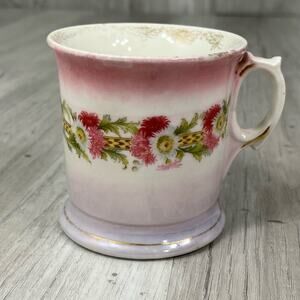 Vintage German Victorian Floral Pink Purple Red Shaving Mug Cup